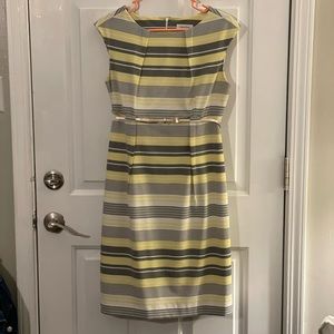 Calvin Klein gray & yellow gold-belted dress size 8